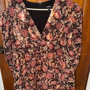 Express Black and Red Floral Women's Blouse